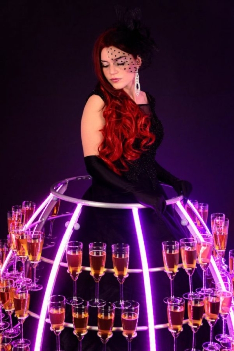 Robe à champagne noir led rose - Sur Mesures Spectacles